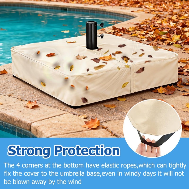 Rileytee Patio Umbrella Base Cover,Outdoor Heavy Duty 600D Waterproof Anti-UV Square Umbrella Stand Base Cover (Beige, 36"L x 36"W x 8"H) - Image 5